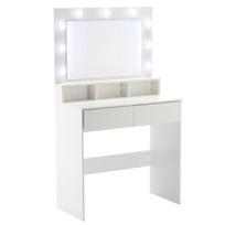 Kosmetinis staliukas su veidrodžiu ir LED apšvietimu, 80x40x140 cm, baltas