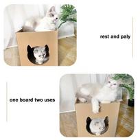 Cardboard House With Scratching Board, Corrugated Cardboard Cave And Scratching Toy, Suitable For Indoor Cats And Kittens To Sleep And Play. One Size beige