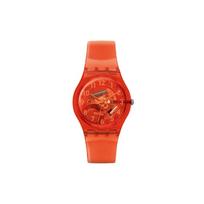 Swatch Abricotier Series Quartz Movement 30m Water Resistant Watch 34mm Orange Dial Plastic Case Silicone Strap Unisex watches GO114 Orange red