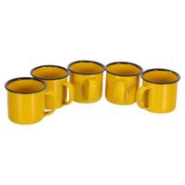 5 vnt. Geltonas emaliuotas puodelis 150 ml Vintažiniai emaliuoti kempingo puodeliai Kempingui ir iškyloms Emaliuotos taurės Tinka iškylai, kempingui, žvejybai 150ml yellow