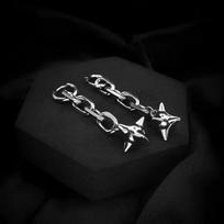 1Pair Dangle Spike Ball Flail Earrings Gothic Chain Earrings Punk Statement Charm Earrings gray