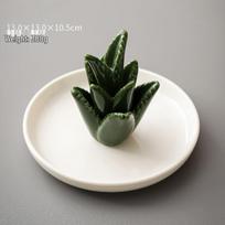 Nordic Ceramic Aloe Ring Holder & Jewelry Tray for Dressers Aloe Holder (Large) set black
