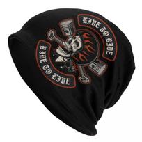 Custom Biker Motorcycle Skull Skullies Beanies Caps Winter Warm Knitting Hat Men Women Rockabilly Bonnet Hats Outdoor Ski Cap One Size black