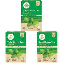 A TATA Product - Organic India Tulsi Green Tea Classic - 25 Tea Bags, Uplifts Mood, Rich in Antioxidants, Blend of Rama, Krishna & Vana Tulsi, C beige