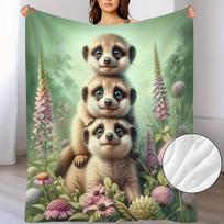 Stacked Meerkat Pattern Flannel Small Throw Blanket, a Soft and Warm Blanket Suitable for Sofas, Home Leisure, Air-conditioned Rooms, Naps, Office Bed 100X150CM beige