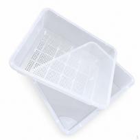Transparent DoubleLayer Cat Litter Box with Lid for Easy Cleaning, Elevated Design, Suitable white