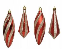 Kalėdinis ornamentas, raudonas/baltas, 13,5 cm, eglutės ir židinio dekoravimui, 13,5 cm