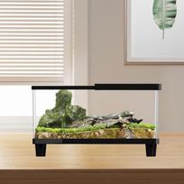 Veisimosi dėžutė ropliams su ventiliacija ir skaidriu dizainu 40cmx21.5cmx23cm juoda