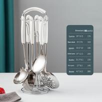 Šiaurietiško stiliaus 7 dalių maisto gaminimo indų rinkinys su keraminėmis rankenėlėmis 7-Piece Set gray