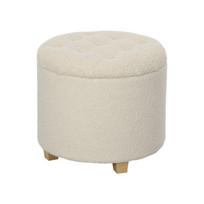 Bench - MUVOE - Ø45 x 41 cm - Cream - Solid Wood - Hidden Storage kreminė