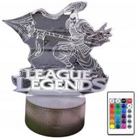 3d Led lempa League of Legends Xin Zhao, 16 spalvų, su pulteliu