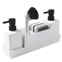 ABBY-Kitchen For Sink Caddy Soap Dispenser With Sponge Holder Set For Hand And Dish Soap, Brush Included In Matte Black Design W balta
