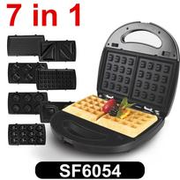 7 In 1 Electric Waffle Maker Grill Sandwich Cake Donut Walnut Panini Plate Cooking Kitchen Appliances Toaster Breakfast Machine EU gray
