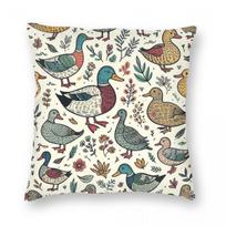 Duck Quacking With Joy Square Pillowcase Polyester Linen Velvet Pattern Zip Decorative Throw Pillow Case Bed Cushion Cover x 30x30cm gray