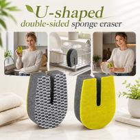 U Shaped Double Sided Kitchen Sponge Scrubber Magic Eraser for Dishwashing and Surface Cleaning Durable Non Scratch Scrub Pads One Size gray