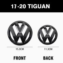 2 vnt. Volkswagen VW Tiguan 2017 2018 2019 2020 Automobilio priedai Neįtakoja ACC Automobilio priekinių grotelių emblema Galinio bagažinės dangčio apdaila VW Tiguan 2017-2020 gray