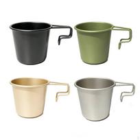 4 Pieces Stackable Camping Mug Portable Stainless Steel Cup with Handle Lightweight gray
