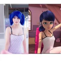 Stebuklingoji Mergaitė-Boružė Marinette Kasdienis berankovis marškinėlis Cosplay, Taškuota berankovė liemenė Kostiumas blue