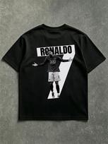Black Oversized T-Shirt with Cristiano Ronaldo CR7 Print M gray