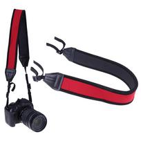 Slydimui atsparus neopreno raudonas kaklo dirželis DSLR fotoaparato žiūronui Nikon Canon Fuji black
