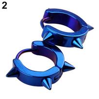 Women Rivet Spike Gothic Stainless Steel Geometric Stud Earring Accessories Hoop Earrings Jewelry mėlyna