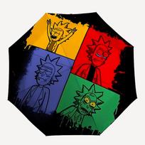 Rick and Morty  Dimensional Portraits  Automatic Folding Umbrella with Sturdy Iron Frame, Portable Compact Travel Umbrella All-Season Use Parties004 red