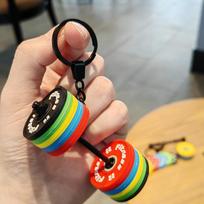 Hobby High-Quality Soft Rubber Weightlifting Barbell Keychain for Men & Women - Detachable Charm Gift Standard black