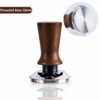 51/53/58MM Coffee Tamper Wooden Handle Barista Tool Portable DIY Coffee Tool  Espresso Making 58MM-Thread brown