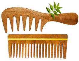 Rufiys Pure Neem Wooden Comb for Women & Men | Neem Wood Comb for Hair Growth | Wide Tooth Hair comb | Dandruff Comb brown