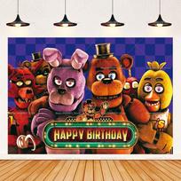 FNAF Five Nights Horrible Birthday Party Decoration Background Horrible Party Supplies Banner Photography Backdrop Boy Room Deco 47.2x31.5inch/120*80cm blue