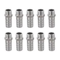 10pcs stainless steel barb fittings: 1/2 NPT hose connector 1/2inchx18mm