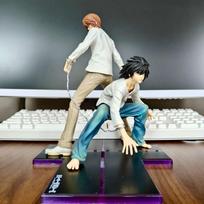 2pcs DEATH NOTE L Lawliet erurouraito Yagami Light Kami Anime PVC Action Figure Toy Game Statue Collection Model Doll gray