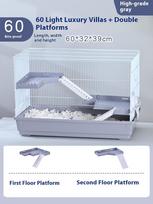 Luxury 3-Tier Hamster Cage Villa Large Room Enclosure for Syrian Dwarf Golden Bear Rodents Pet Habitat with Big Size gray