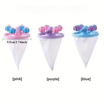 3-Pack Reusable Laundry Lint Catcher, Plastic Washing Machine Filter Net Bag with Cleaning Brush, Durable Fiber Trapper white