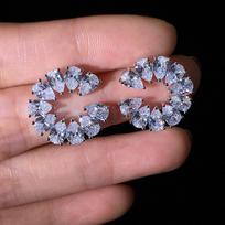 Micro-Set Sparkling Zircon Tremella Needle Earrings Women'S Simple Personality Temperament Earrings Accessories Ear Jewelry 925 silver gray