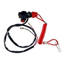 Outboard Cut Off Boat Motor Kill Stop Switch with Safety Tether Lanyard For Boat 1 black