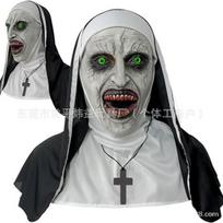 Spooky Ghost Nun Mask for Halloween Masquerade gray
