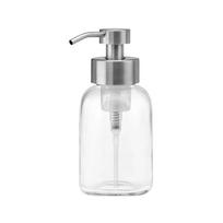 Pildoma putų pompos buteliukas Stiklinis rankinio siurblio buteliukas Modernus rudas stiklinis indelis Šampūnas 400ml sidabras/gryna