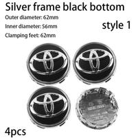 4 vnt. 57+62 mm Automobilio rato centrinis dangtelis Logotipas Stebulės dangtelis Emblema „Toyota Corolla Yaris CHR Rav4 Auris Avensis Camry Land Cruiser“ black