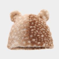 Winter Autumn Fashion Faux Fur Bucket Hat Cute Deer Pattern Mongolian Style Pullover Hat One Size beige