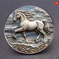 Madinga Zodiako Žirgo Sagė Moterims Vyrams 2D Plokščias Gyvūnas Ponis Atlapo Smeigtukai Drabužių Kuprinių Aksesuarai Naujųjų Metų Dovana ONESIZE black