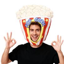 Cosplay costume, Halloween creative popcorn bucket sponge costume Christmas party dress up cute headgear creative costume One size fits all for adults beige