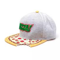 Gray Pizza Print Snapback Hat  PIZZA!  Embroidered Flat Brim Baseball Cap Hip Hop Casual Foodie Streetwear 56-60 CM white
