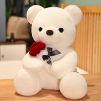 Cute Rose Bear Plush Toy, Valentine's Day Gift Hug Bear Plush Toy Female Birthday Gift 25cm smėlis