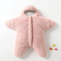 Kūdikio žvaigždžių ir zuikučių miegmaišis su storu flanelu šaltam žiemai, kūdikio dovana naujagimiams Pink,M white