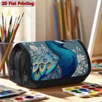 1pc Large Capacity Vintage Peacock Pencil Case Suitable for Schools, Offices & Travel - Double Layer Flip Design with Peacock, Zipper Closure, for Pen 20x9x11cm gray