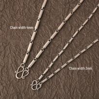 Unisex Stainless Steel Thai Buddha Pendant & Chain - Bamboo Section Titanium Necklace gray