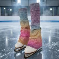 Figure Skating Kojų Šildytuvai Megzti Su Cirkoniais Sportinis Aksesuaras Treniruotėms, Šiluma Dark Gradient M gray
