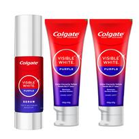 Colgate Visible White Purple Toothpaste (200G+40G)+ Colgate Visible White Purple Teeth Serum, 40Ml red