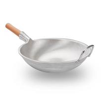 Sustorinta neprideganti aliumininė wok keptuvė su plokščiu ir apvaliu dugnu troškintam jūrų agurkui ir omarui Thickened Round Bottom 32cm white